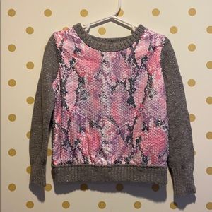 Justice Girls Sequin Snake Skin Pattern Pullover